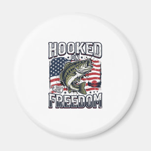 Aimant Crochet de pêche patriotique accroché à la liberté
