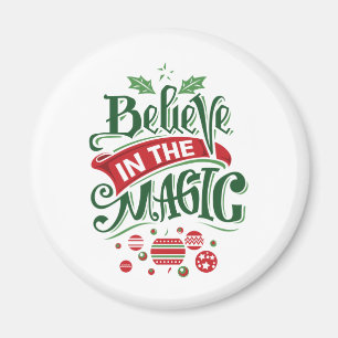Aimant Croire à la magie de la typographie de Noël