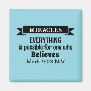 Aimant Croire en Miracles Bible Verse Bleu clair