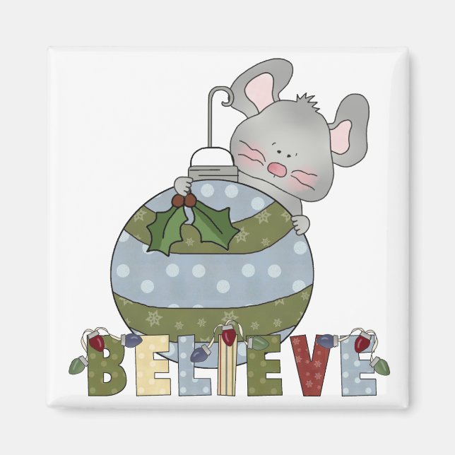 Aimant Croire l'ornement de la souris Noël Fêtes (Devant)