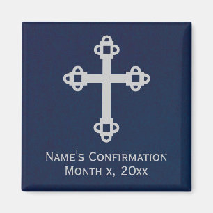 Aimant croisé de confirmation - bleu et argent