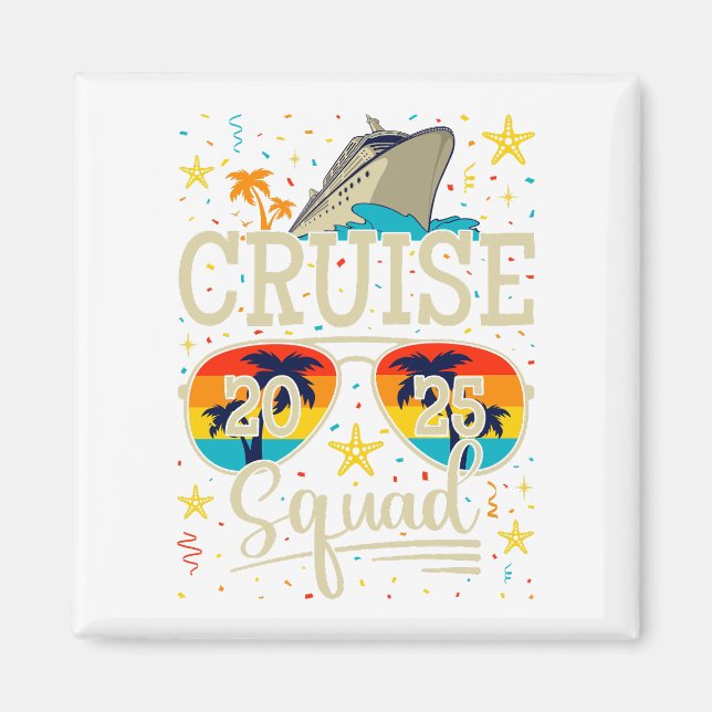 Aimant Croisière 2025 Carré de vacances de croisière (Devant)