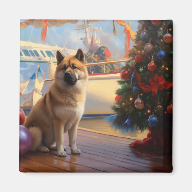 Aimant Croisière de Noël Akita américaine : Pawsome Holid (Devant)