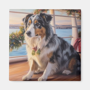 Aimant Croisière de Noël du berger australien : Pawsome