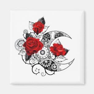 Aimant Croissant mécanique avec roses rouges