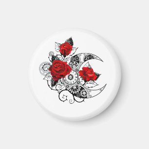 Aimant Croissant Mécanique avec Roses Rouges