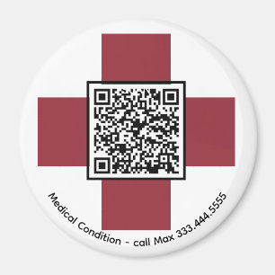 Aimant *~* Croix d'alerte Médicale rouge ICE QR AP38
