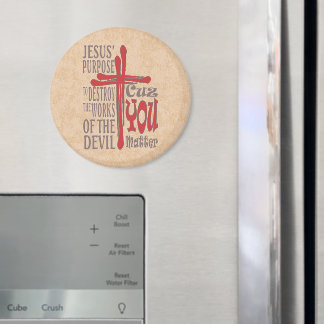 Aimant Croix du Christ sang rouge gouttes Cuz You Matt