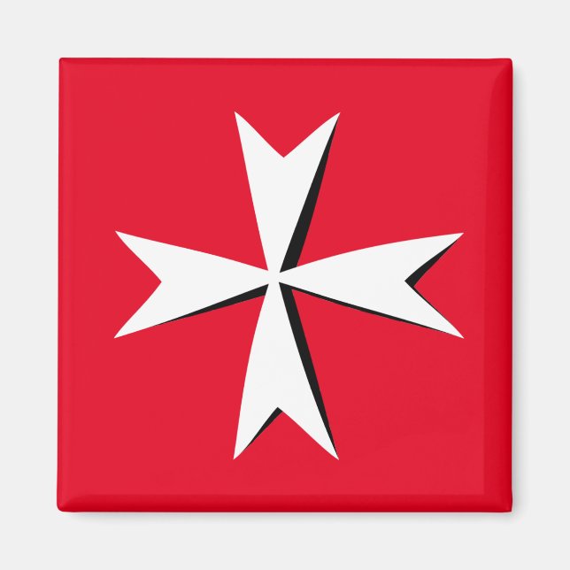 Aimant Croix maltaise blanche et drapeau maltais /symbole (Devant)