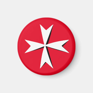 Aimant Croix maltaise blanche et drapeau maltais /symbole