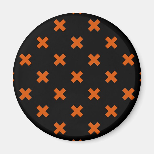 Aimant Croix orange sur le noir (Devant)
