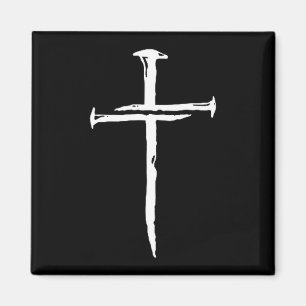Aimant Croix religieuse chrétienne minimaliste trois clou
