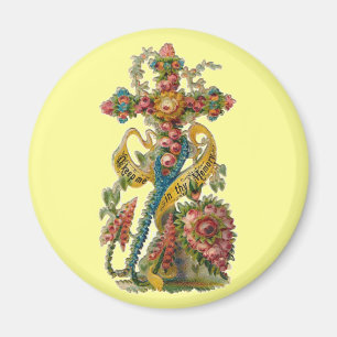 Aimant Croix Vintage de Condolence Florale