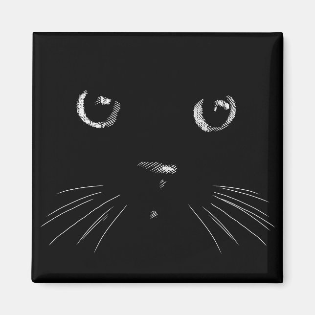 Aimant Croquis de chat noir (Devant)