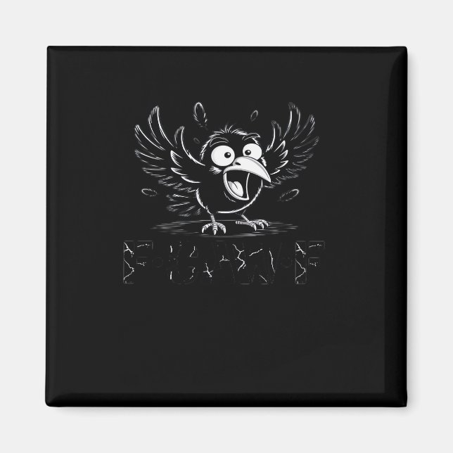 Aimant Crow, Retro F-Caw-F Bird Crow Funny Crow Bird Cawi (Devant)