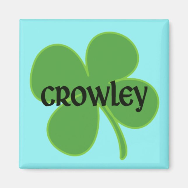 Aimant Crowley turquoise avec Shamrock (Devant)