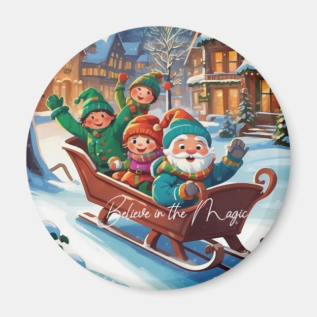 Aimant Croyez en l'illustration magique de Noël (Devant)