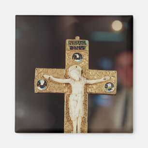 Aimant Crucifix de reliquaire, le Christ en ivoire sur la