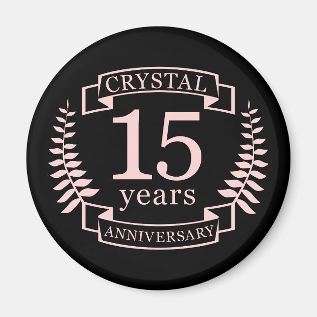 Aimant Crystal mariage anniversaire 15 ans (Devant)