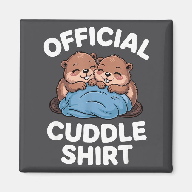Aimant Cuddle Shirt Cute Beavers Snuggling  (Devant)