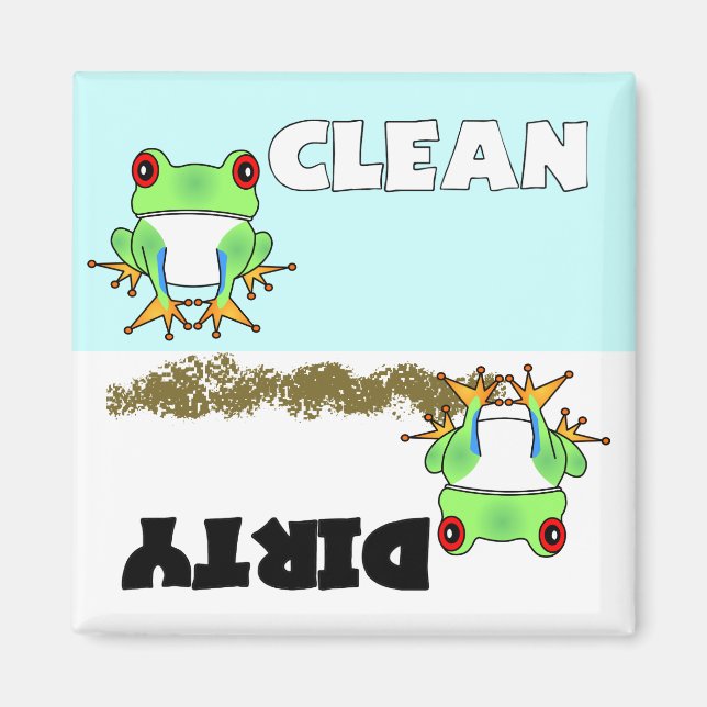 Aimant Cuisine Arbre Frog Nettoyer / Lave-vaisselle sale  (Devant)