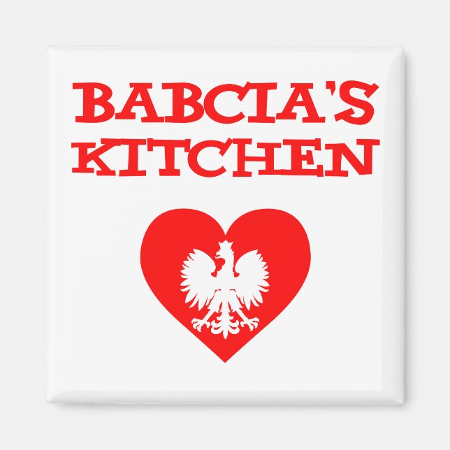 Aimant Cuisine de Babcia avec aigle blanc polonais (Devant)
