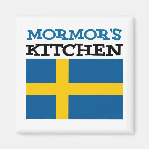 Aimant Cuisine de Mormor avec Drapeau de Suède