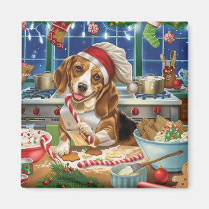 Aimant Cuisine de vacances beagle : Noël festif