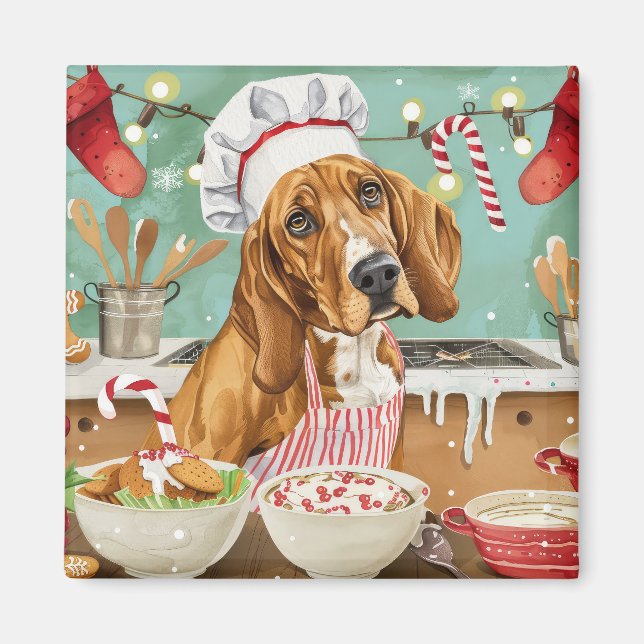 Aimant Cuisine de vacances Coonhound : Festive Noël (Devant)