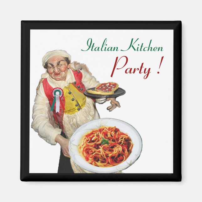 Aimant CUISINE ITALIENNE, blanche (Devant)