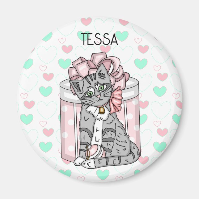 Aimant Cuisine personnalisée Kitten Rose Bow (Devant)