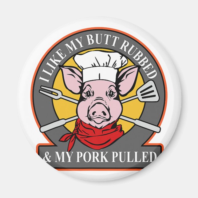 Aimant cuisinier cochon griller tirer mon porc barbecue g (Devant)