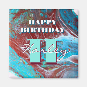 Aimant Cuivre et flux acrylique Turquoise