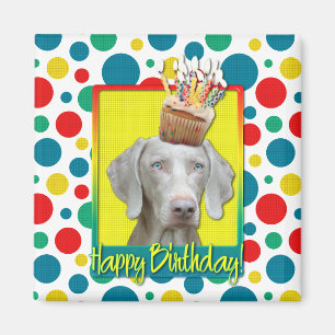 Aimant Cupcake anniversaire - Weimaraner