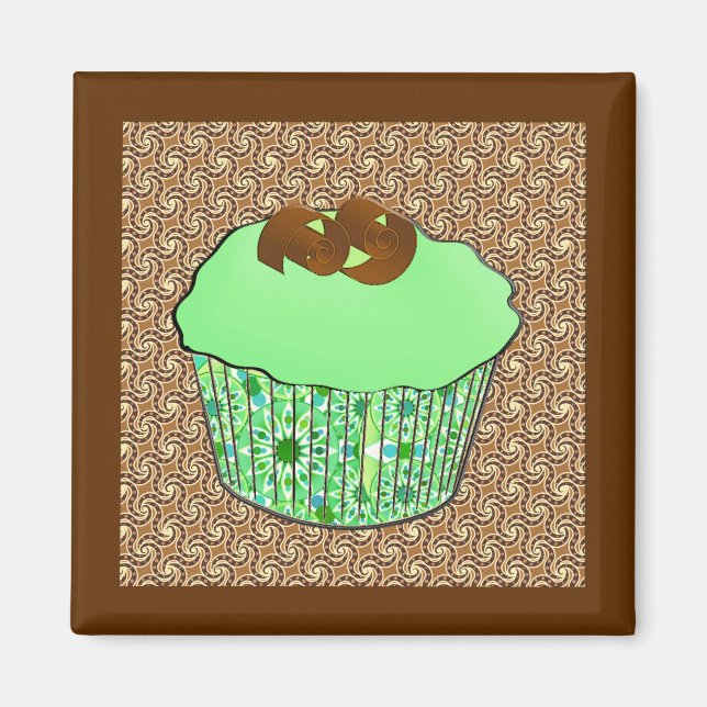 Aimant Cupcake au chocolat congelé à la menthe, Arrière - (Devant)