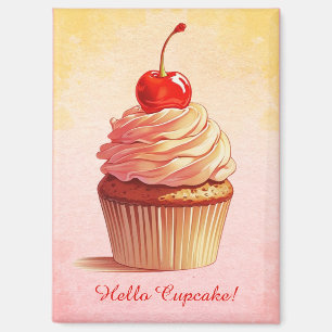 Aimant Cupcake Cerise de Style Vintage Rose Jaune 