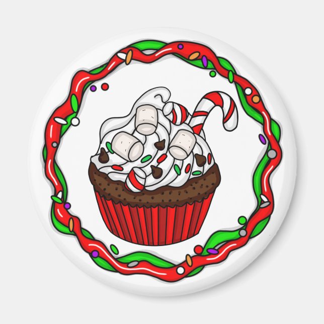 Aimant Cupcake de Noël avec Sucre de canne (Devant)