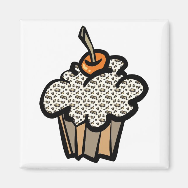Aimant cupcake empreinte de léopard (Devant)