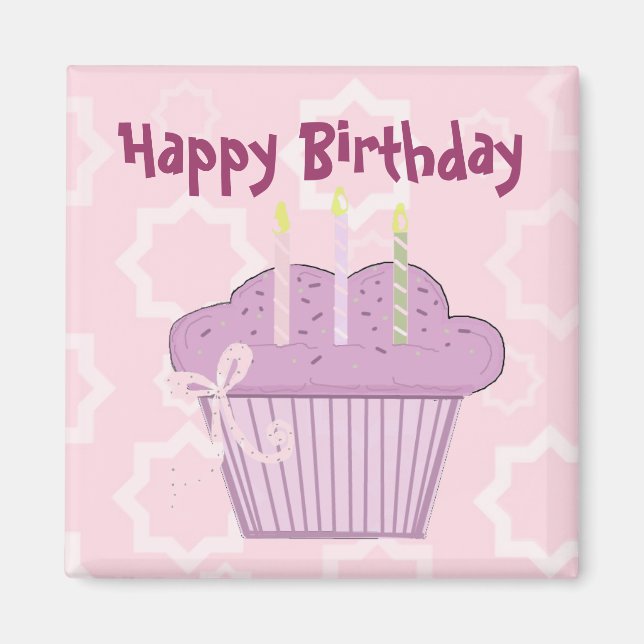 Aimant Cupcake Joyeux anniversaire (Devant)
