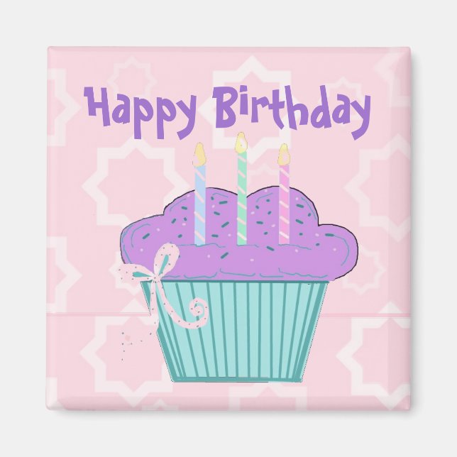 Aimant Cupcake Joyeux anniversaire (Devant)