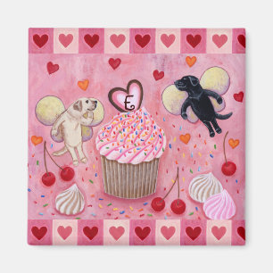 Aimant Cupcake monogrammé et fées de laboratoire Coeurs