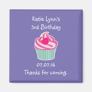 Aimant Cupcake rose fête d'anniversaire Favoriser