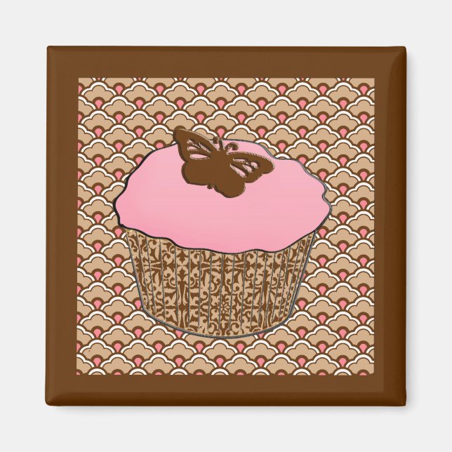 Aimant Cupcake rose fraise (Devant)