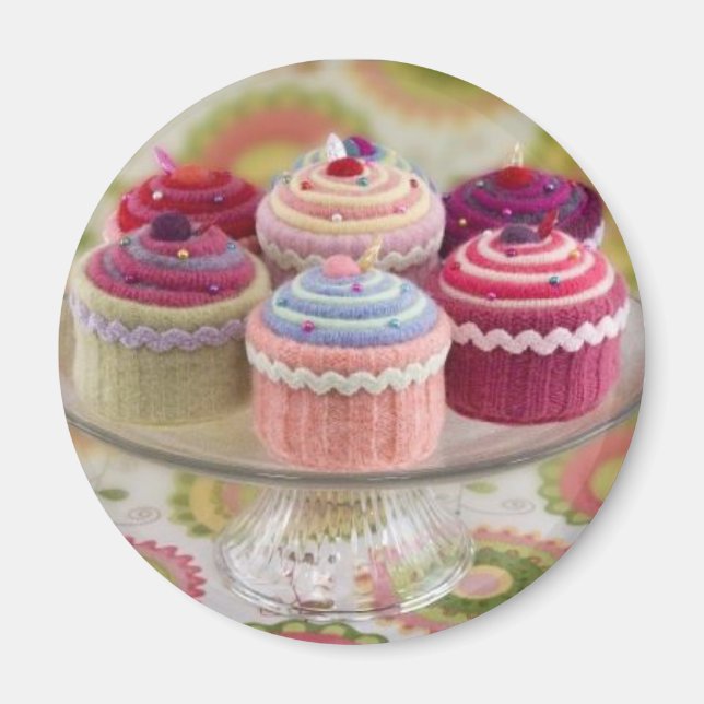 Aimant cupcakes tricotés (Devant)