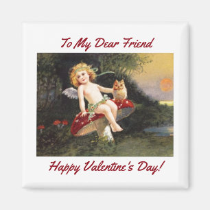 Aimant Cupidon vintage avec le hibou