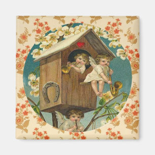 Aimant Cupidons Joueurs Vintage Saint Valentin