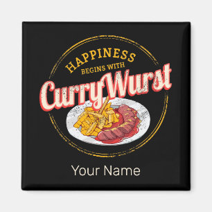 Aimant Currywurst Saucisse rétro Vintage frites