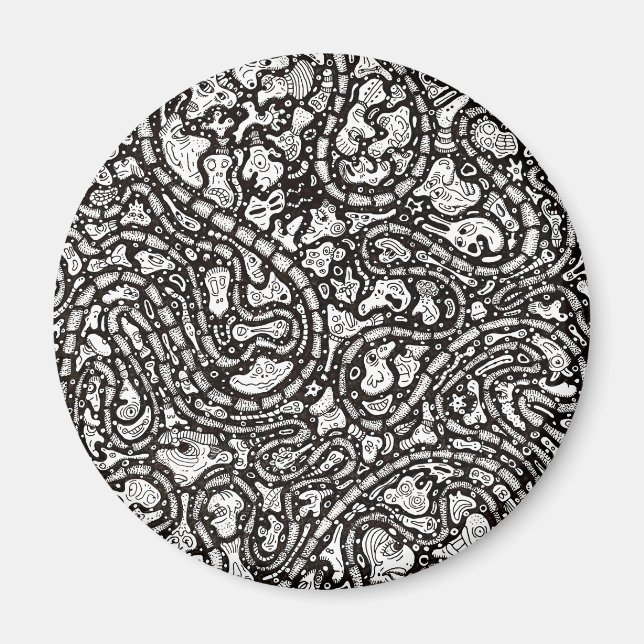 Aimant Curvy Twisty Cartoon Weird Faces Design (Devant)