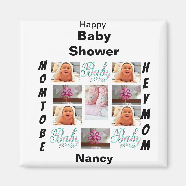 Aimant Custom Baby Shower 11 Photo Collage  (Devant)