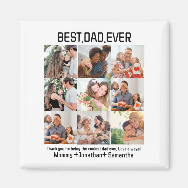 Aimant Custom Best Papa Ever Fête des pères 9 Photo Colla (Devant)